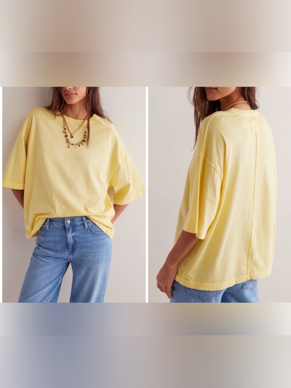 NWOT Free People We The Free Perfect Oversized Tee - Mellow Yellow - XS